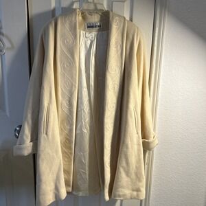 VTG Leslie Fay Ivory Wool Size 8 Lined Coat Winter Jacket Overcoat